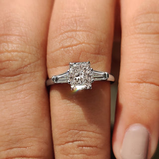 Cushion Hidden Halo Lab Grown Diamond Engagement Ring