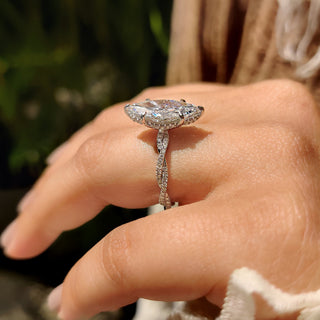 Cushion Hidden Halo Lab Grown Diamond Engagement Ring