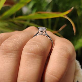 Cushion Hidden Halo Lab Grown Diamond Engagement Ring