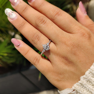 Cushion Hidden Halo Lab Grown Diamond Engagement Ring