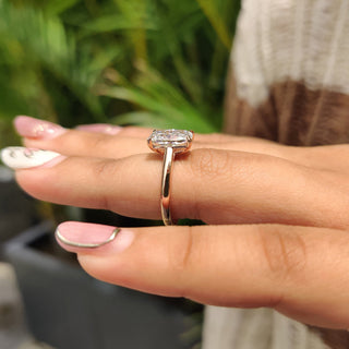 Cushion Hidden Halo Lab Grown Diamond Engagement Ring