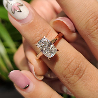 Cushion Hidden Halo Lab Grown Diamond Engagement Ring
