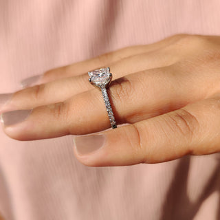 Cushion Hidden Halo Lab Grown Diamond Engagement Ring