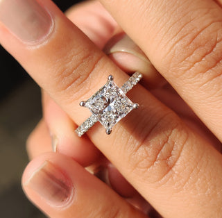 Cushion Hidden Halo Lab Grown Diamond Engagement Ring