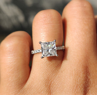 Cushion Hidden Halo Lab Grown Diamond Engagement Ring