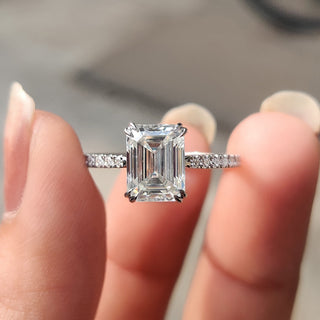 Cushion Hidden Halo Lab Grown Diamond Engagement Ring