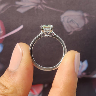 Cushion Hidden Halo Lab Grown Diamond Engagement Ring