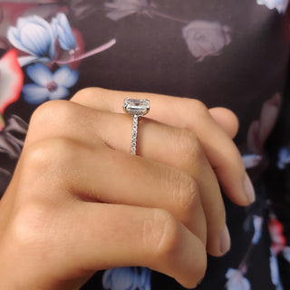 Cushion Hidden Halo Lab Grown Diamond Engagement Ring