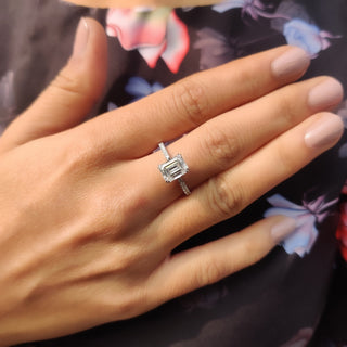 Cushion Hidden Halo Lab Grown Diamond Engagement Ring