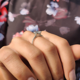 Cushion Hidden Halo Lab Grown Diamond Engagement Ring