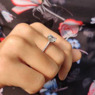 Cushion Hidden Halo Lab Grown Diamond Engagement Ring
