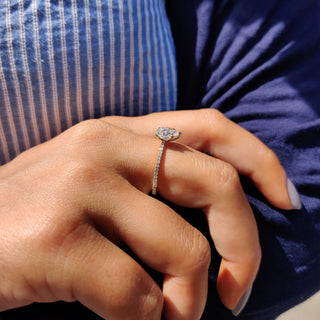 Cushion Hidden Halo Lab Grown Diamond Engagement Ring