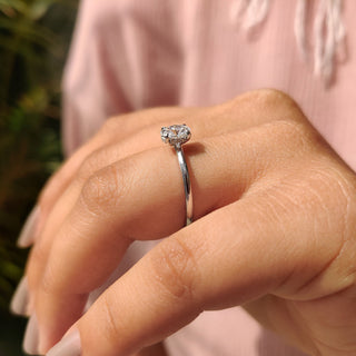 Cushion Hidden Halo Lab Grown Diamond Engagement Ring