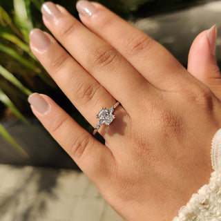 Cushion Hidden Halo Lab Grown Diamond Engagement Ring