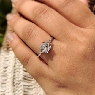 Cushion Hidden Halo Lab Grown Diamond Engagement Ring
