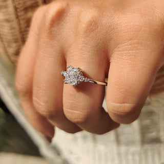 Cushion Hidden Halo Lab Grown Diamond Engagement Ring
