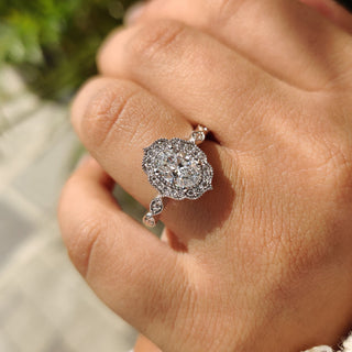 Cushion Hidden Halo Lab Grown Diamond Engagement Ring