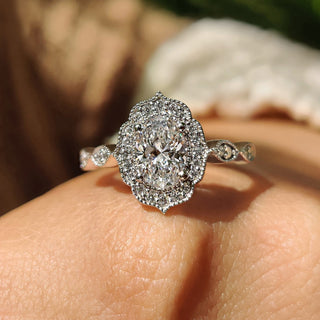 Cushion Hidden Halo Lab Grown Diamond Engagement Ring