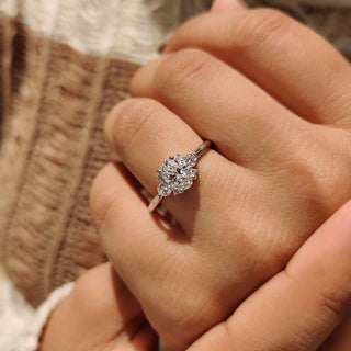 Cushion Hidden Halo Lab Grown Diamond Engagement Ring