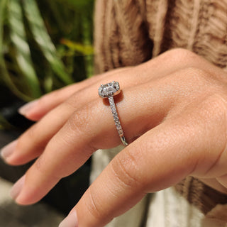 Cushion Hidden Halo Lab Grown Diamond Engagement Ring