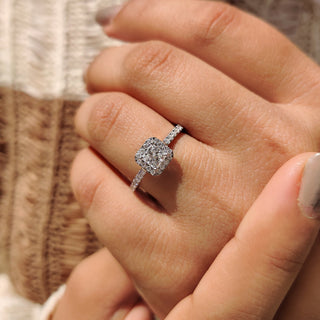 Cushion Hidden Halo Lab Grown Diamond Engagement Ring