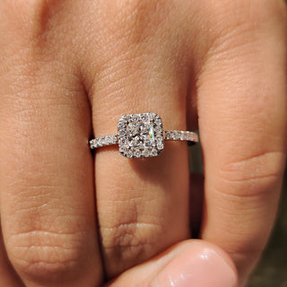 Cushion Hidden Halo Lab Grown Diamond Engagement Ring