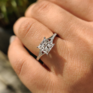 Cushion Hidden Halo Lab Grown Diamond Engagement Ring