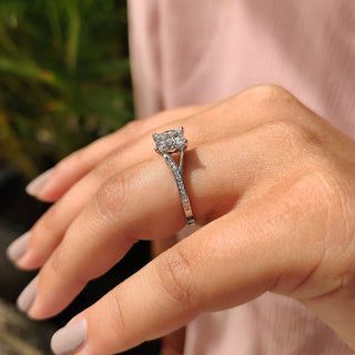 Cushion Hidden Halo Lab Grown Diamond Engagement Ring