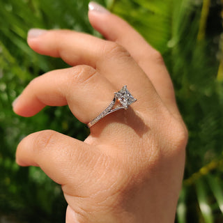 Cushion Hidden Halo Lab Grown Diamond Engagement Ring