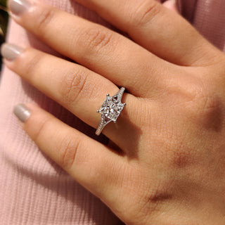 Cushion Hidden Halo Lab Grown Diamond Engagement Ring