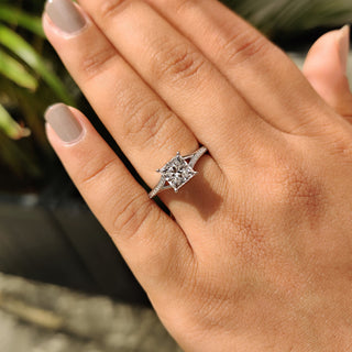 Cushion Hidden Halo Lab Grown Diamond Engagement Ring