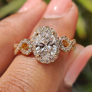 Cushion Hidden Halo Lab Grown Diamond Engagement Ring