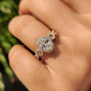 Cushion Hidden Halo Lab Grown Diamond Engagement Ring