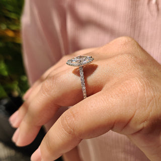 Cushion Hidden Halo Lab Grown Diamond Engagement Ring