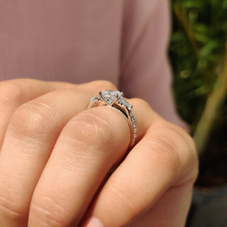 Cushion Hidden Halo Lab Grown Diamond Engagement Ring
