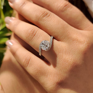 Cushion Hidden Halo Lab Grown Diamond Engagement Ring