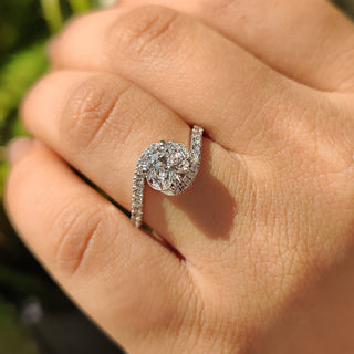 Cushion Hidden Halo Lab Grown Diamond Engagement Ring
