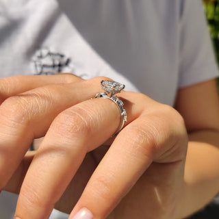 Cushion Hidden Halo Lab Grown Diamond Engagement Ring
