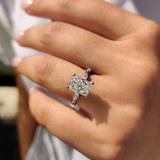 Cushion Hidden Halo Lab Grown Diamond Engagement Ring
