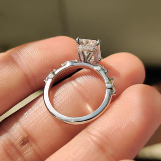 Cushion Hidden Halo Lab Grown Diamond Engagement Ring