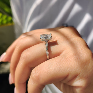 Cushion Hidden Halo Lab Grown Diamond Engagement Ring