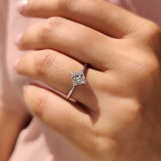 Cushion Hidden Halo Lab Grown Diamond Engagement Ring