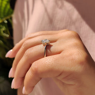 Cushion Hidden Halo Lab Grown Diamond Engagement Ring