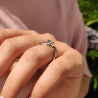 Cushion Hidden Halo Lab Grown Diamond Engagement Ring
