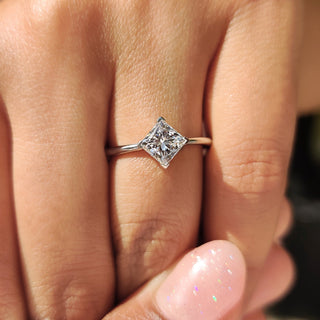 Cushion Hidden Halo Lab Grown Diamond Engagement Ring