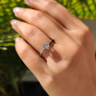Cushion Hidden Halo Lab Grown Diamond Engagement Ring
