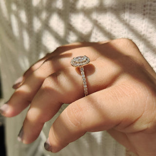 Cushion Hidden Halo Lab Grown Diamond Engagement Ring