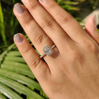 Cushion Hidden Halo Lab Grown Diamond Engagement Ring