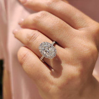 Cushion Hidden Halo Lab Grown Diamond Engagement Ring