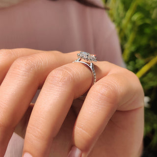 Cushion Hidden Halo Lab Grown Diamond Engagement Ring